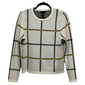 Adrienne Vittadini Window Pane Plaid Crop Sweater XL